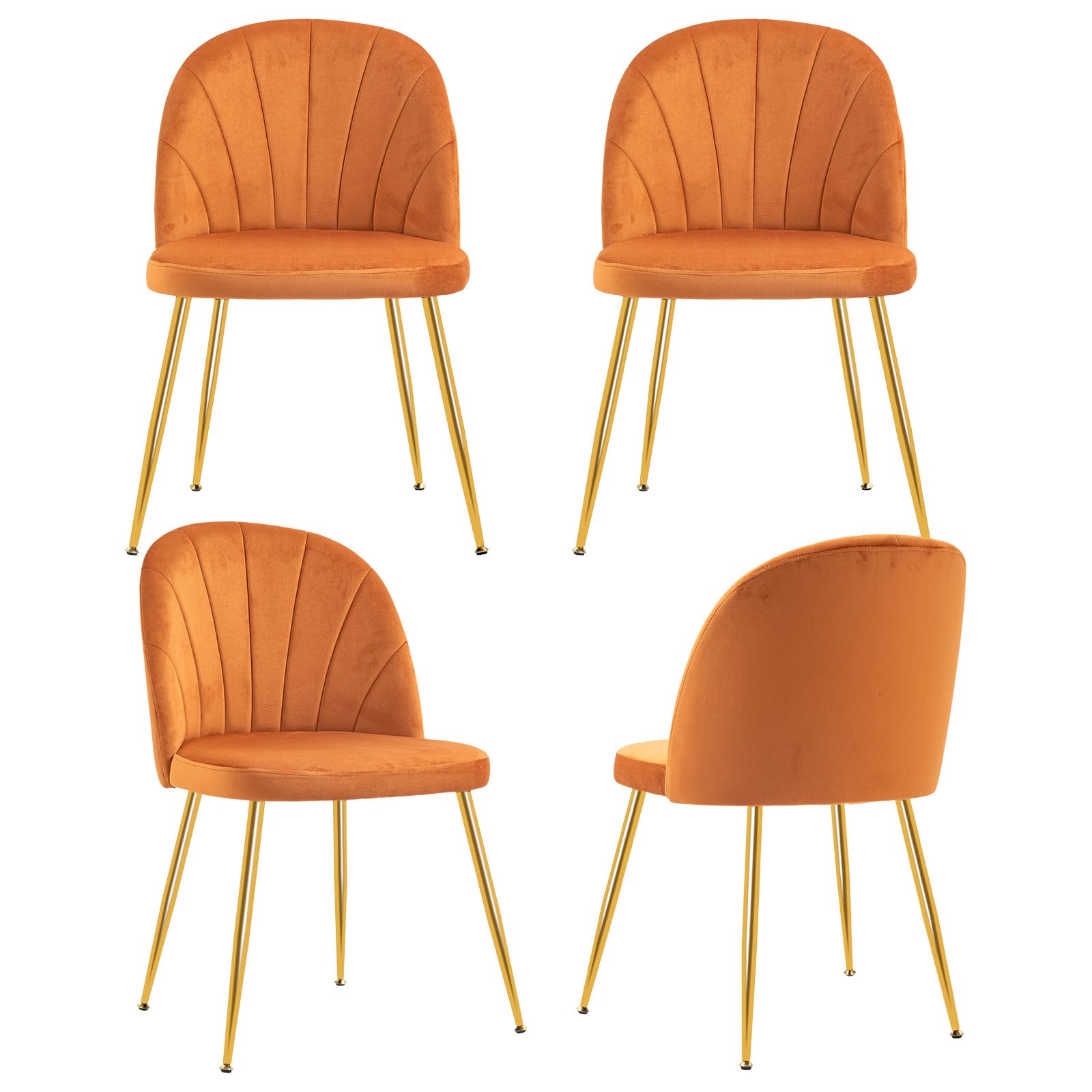 X-VOLSPORT Velvet Kitchen Dining Chairs Set of 4, Armless Reception Guest Chair, Home Office Desk Chair Without Wheels, Living Room Bedroom Accent Set