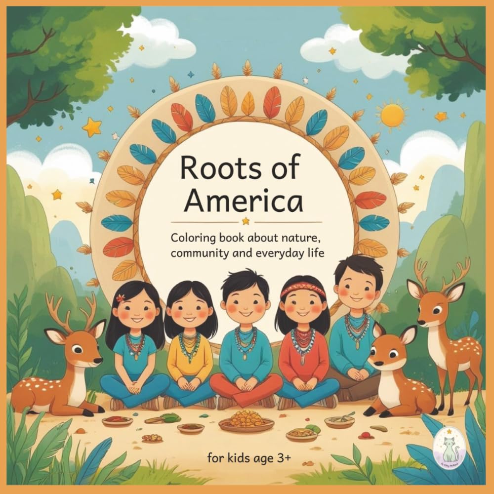 Roots of America. A coloring book for children. 50 beautiful pictures to color in.: Discover a world that breathed the rhythm of the earth. (Little Explorers)
