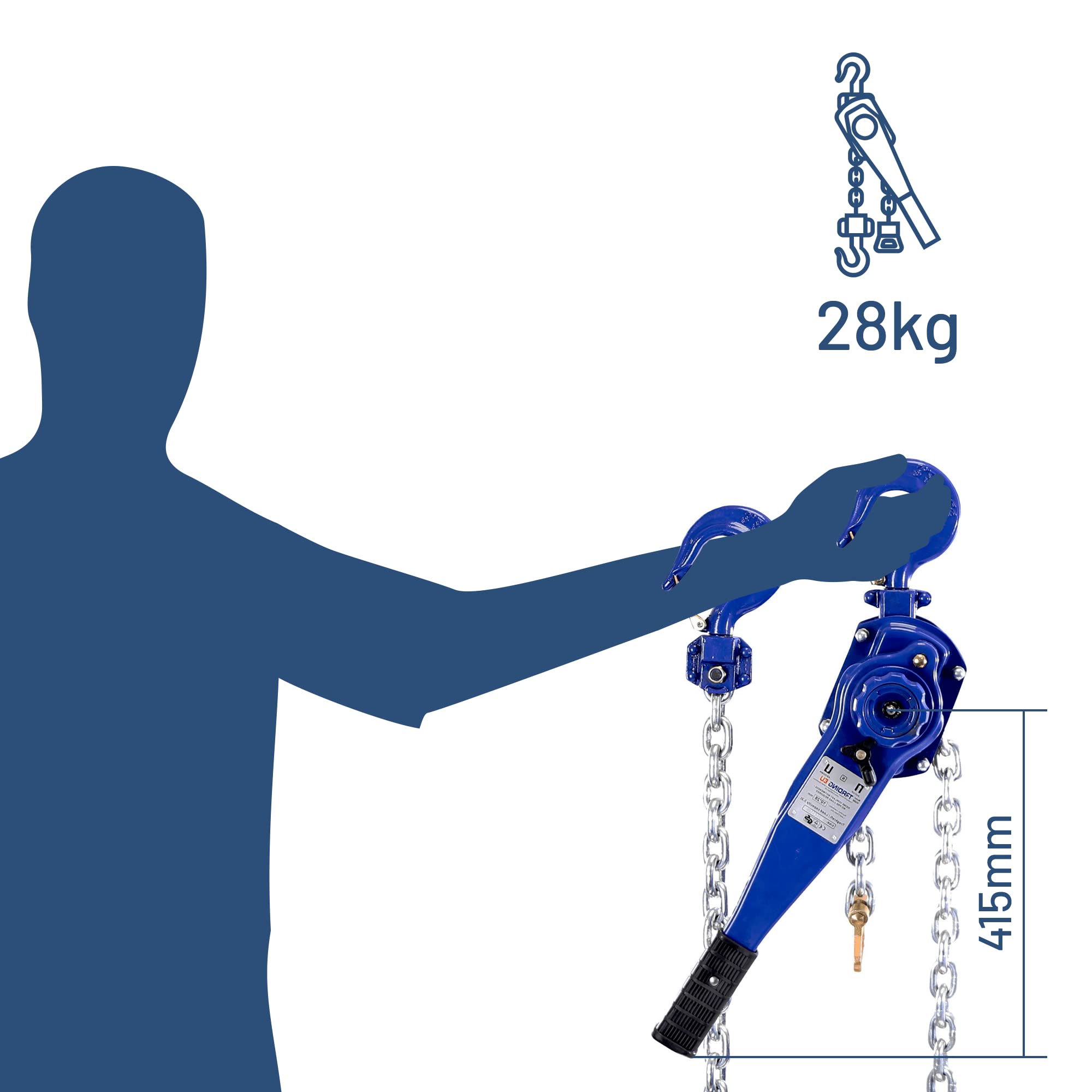 Pallit Hebelzug LEVERPRO-S | 3000 kg | 1,5 m Kettenlänge | verzinkte Stahlkette | zweistufiges Getriebe | Leerlauffunktion