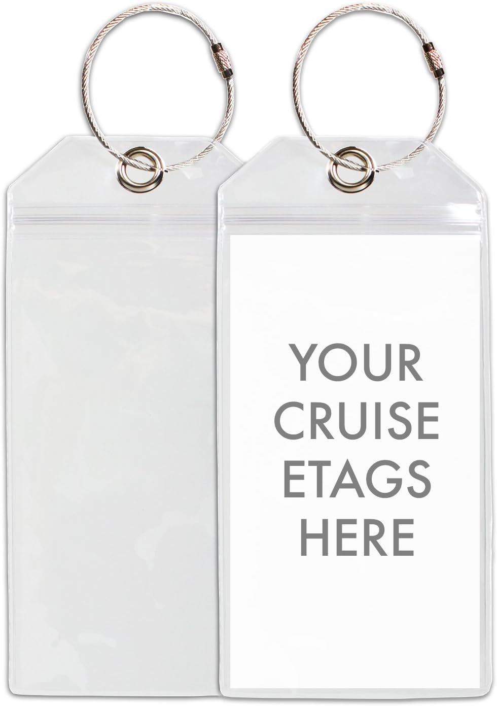 Cruise Tags - Cruise Ship Luggage Etag Holder with Zip Seal & Steel Loops (80 Luggage Tag Holders)