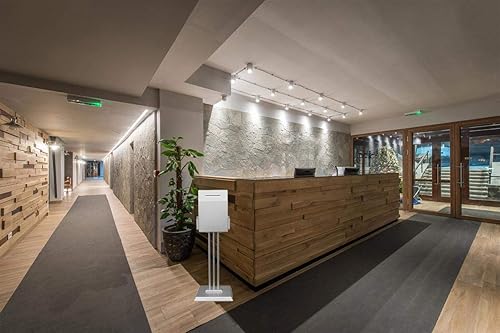 Miniatura 2 de Urna de acero para piso, con (2) bolsillos para folleto de 4.5 pulgadas, soporte para caja de sugerencias de 45 pulgadas de alto, color plateado