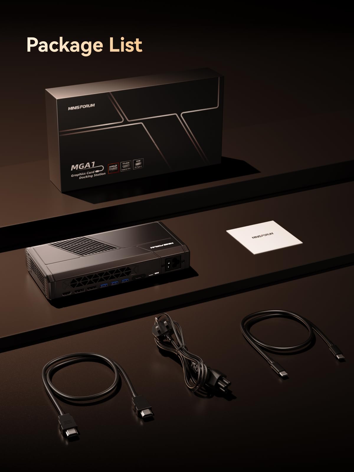 MINISOFURM MGA1 Mini eGPU Dock Station, AMD Radeon RX 7600MXT, 8GB GDDR6, Oculink 4i (PCIE4.0x4), 1xHDMI2.1 e 2XDP1.4 Uscita video, 3xUSB3.2 porte Type-A, costruito in 240W GaN, ATX/SFX/SFX Supporto X
