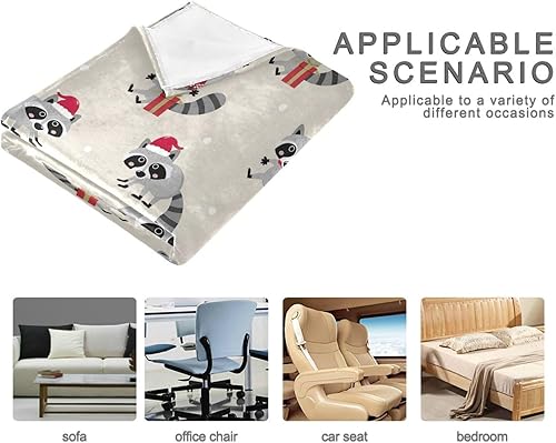 Miniatura 4 de Cute Raccoon Wildlife Christmas Ultra-Soft Blankets & Throws for Adults Kids, Comfy Winter Blanket for Camping Camping 60x90 Inches