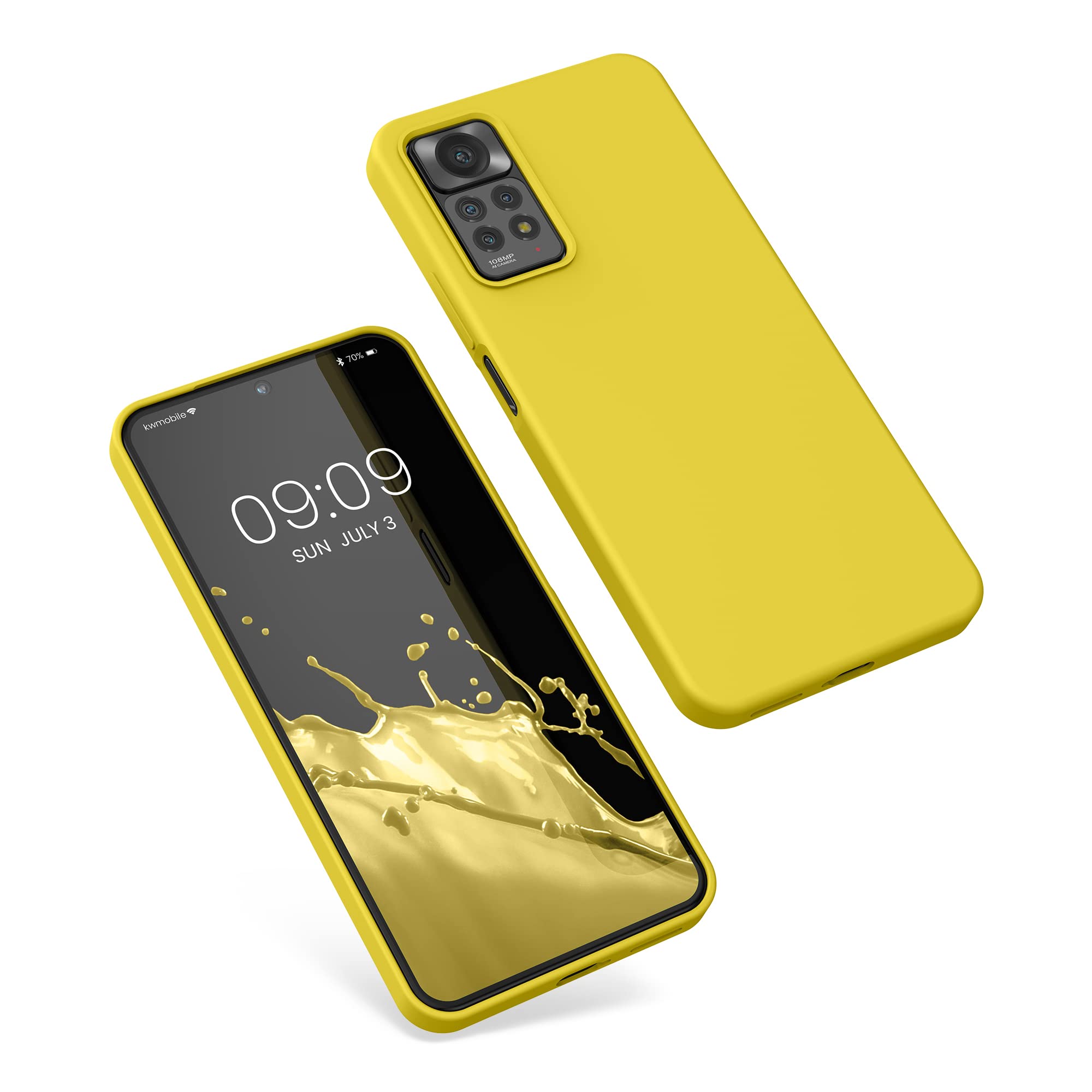 Cover Per Xiaomi Redmi Note 11 Pro 4G/5G Con Supporto Ad Anello Girevole – Silicone TPU Morbido, Giallo - 3