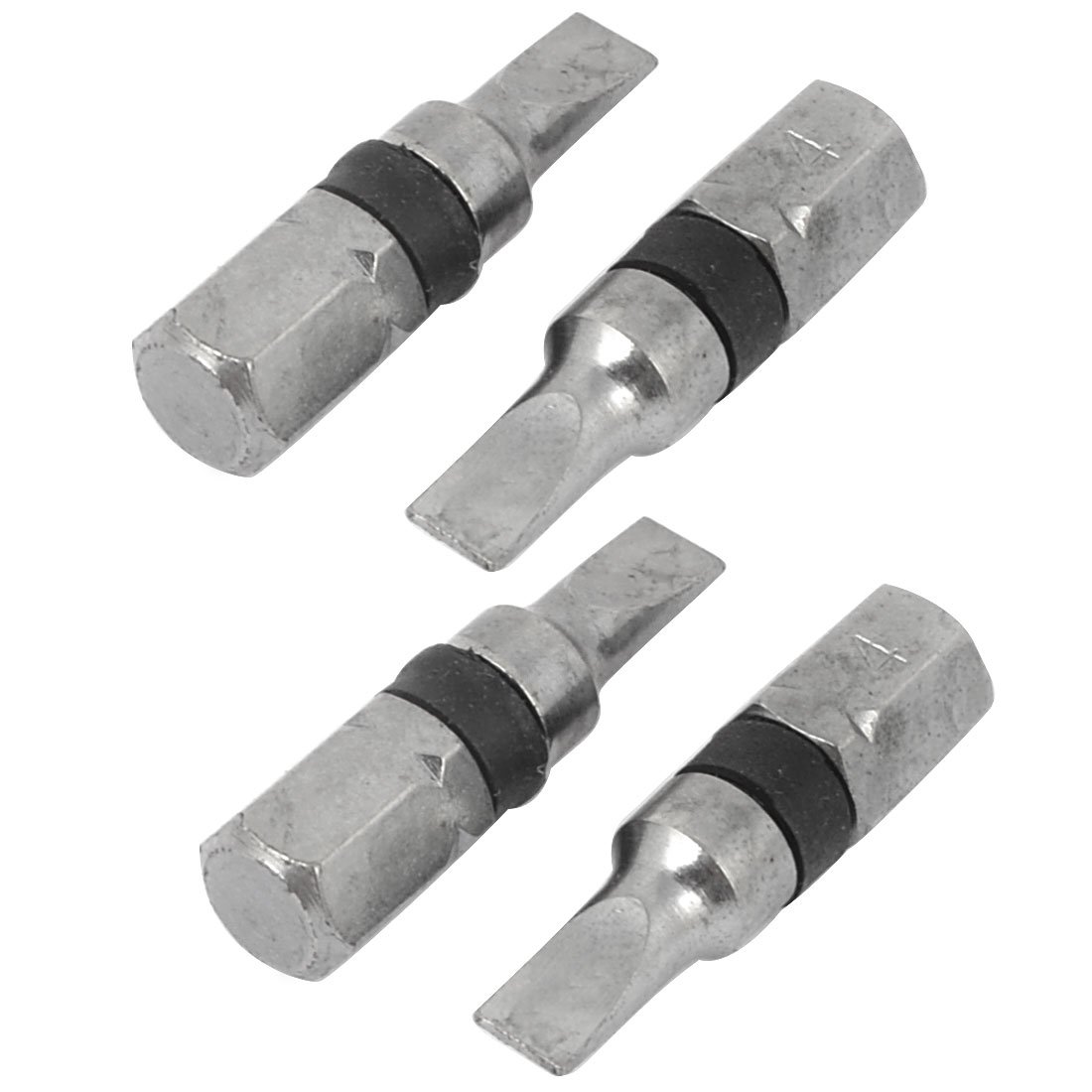 Uxcell Gray Sourcingmap 1/4" Hex Shank 25Mm Length 4Mm Flathead Screwdriver Bits 4Pcs