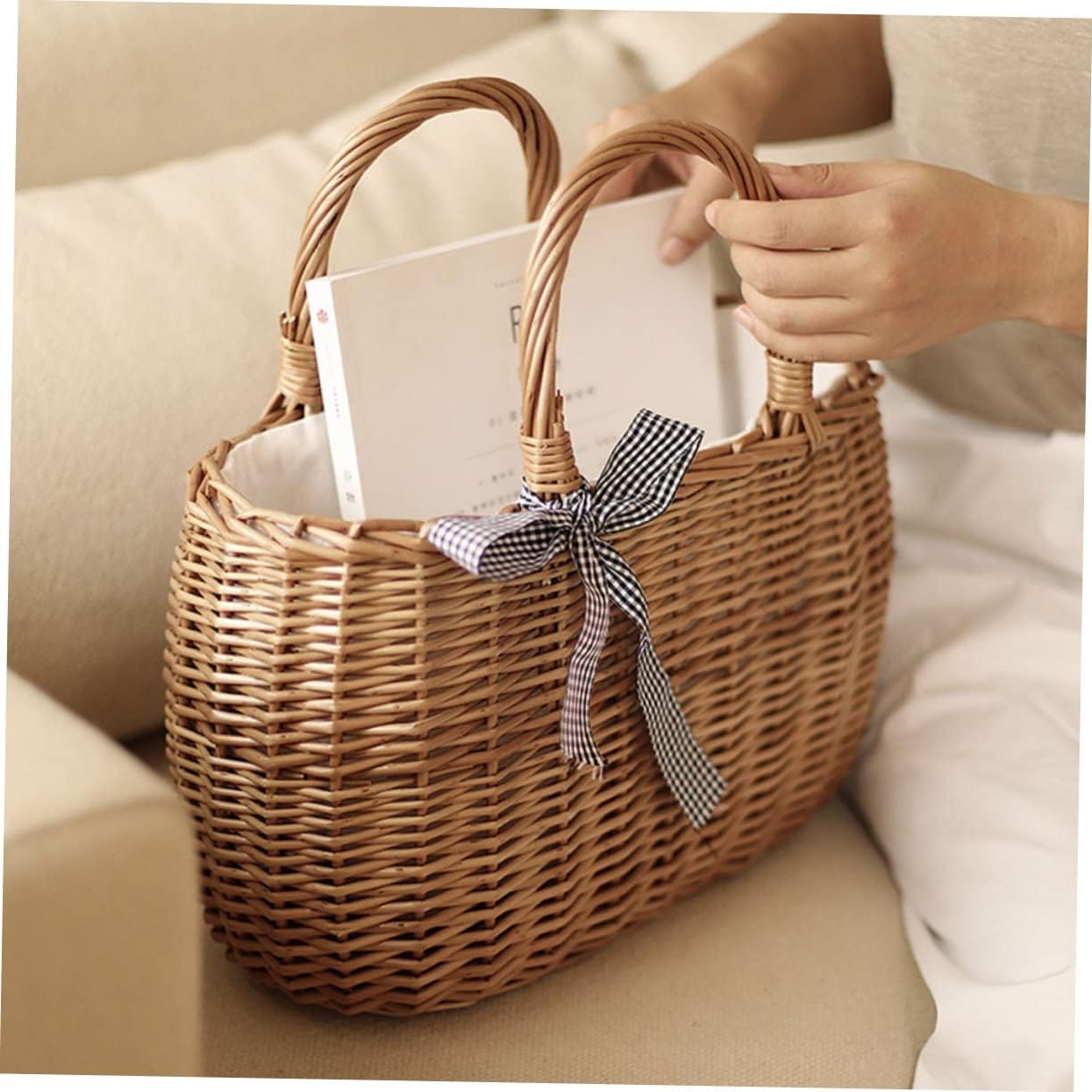 Elegant Rattan Weaving Purse Storage Basket Basket Fruit Holder Eco-friendly Home Decor