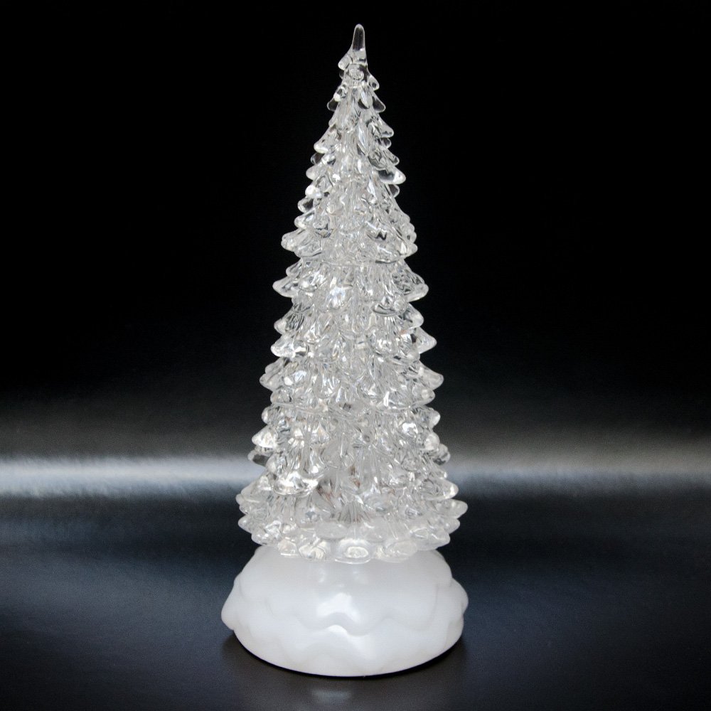 Tronje 27cm Albero di Natale Piccolo con Luce LED - Alberi di Natale Cristallo Artificiali da Tavolo - Timer USB Illuminato Decorazione Natalizie