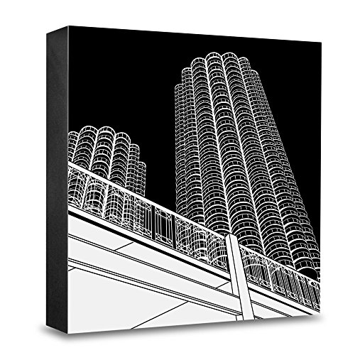 Bloc photo en bois Chicago Marina City pour habiller un mur vide