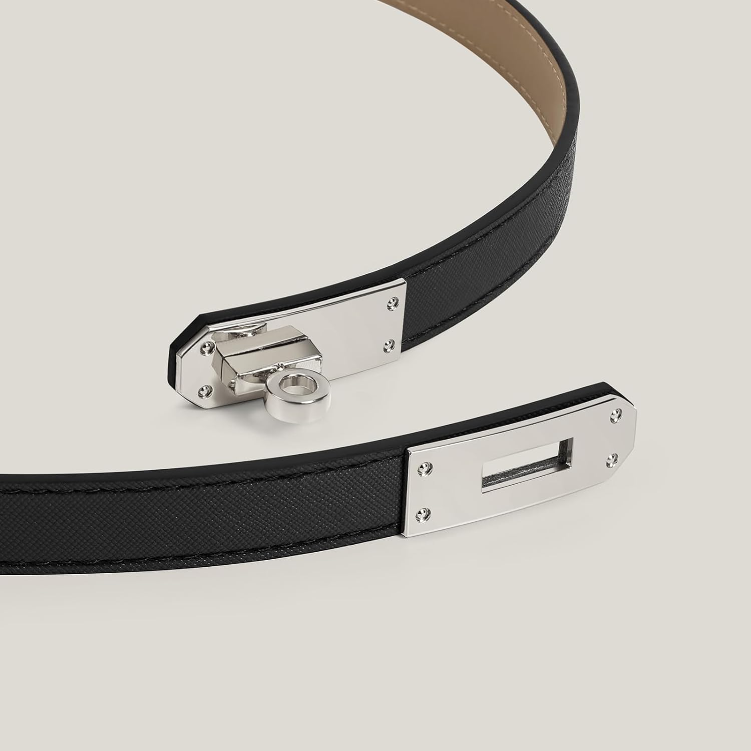 2 Pack Women Skinny Leather Belt for Dresses Jeans Solid Color Alloy Turn Lock - Image 5