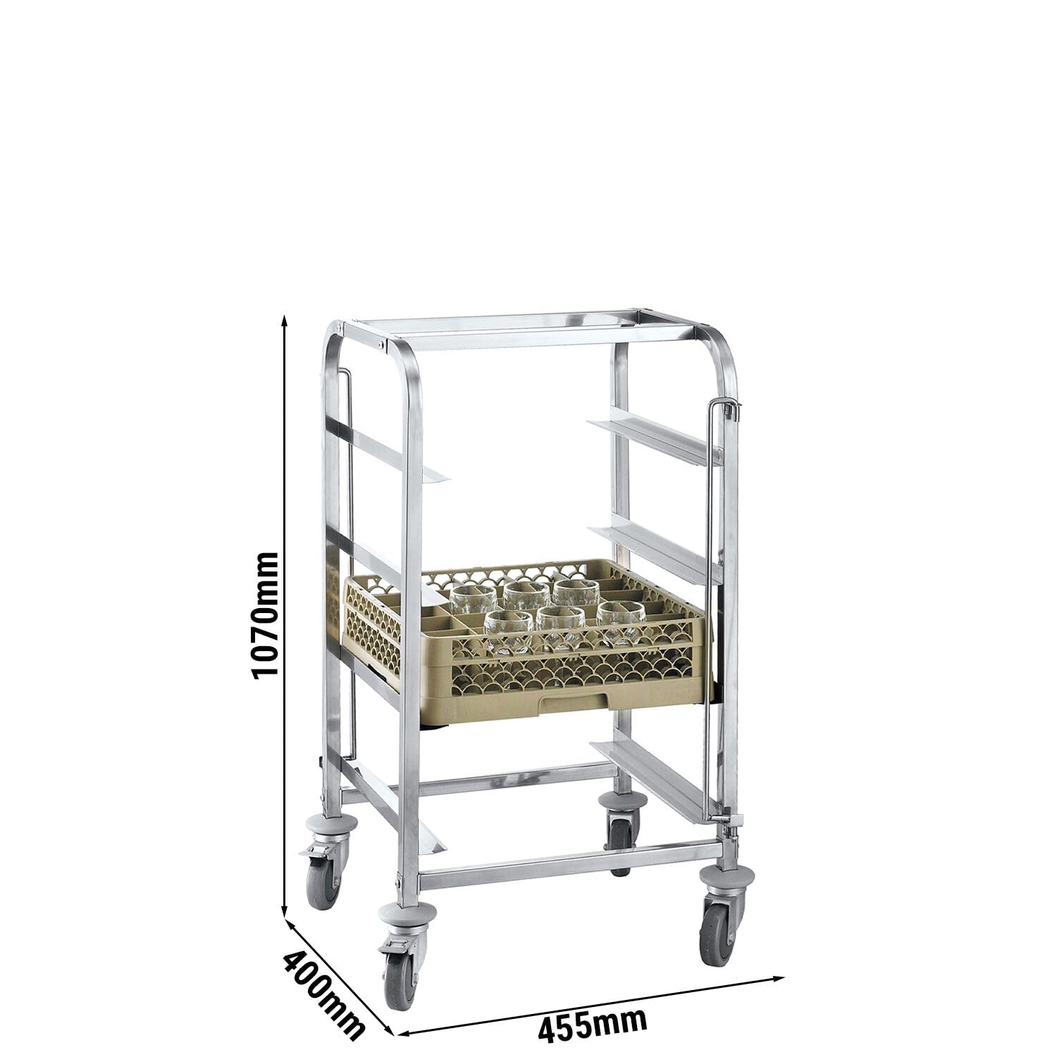 GGM Gastro | GKWH44 | Edelstahl Geschirrkorbwagen - für 4 Körbe Korbmaß: 400x400mm