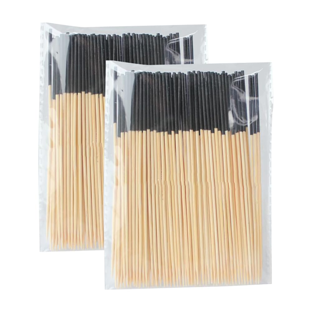 HugeDE 200 Pcs 4.7 Inch Wooden Round Toothpicks Appetizer Food Sticks Drinks Fruit Cocktail Picks Sandwich Charcuterie Skewers Dessert Barbecue Toothpicks for Cake Snacks Black