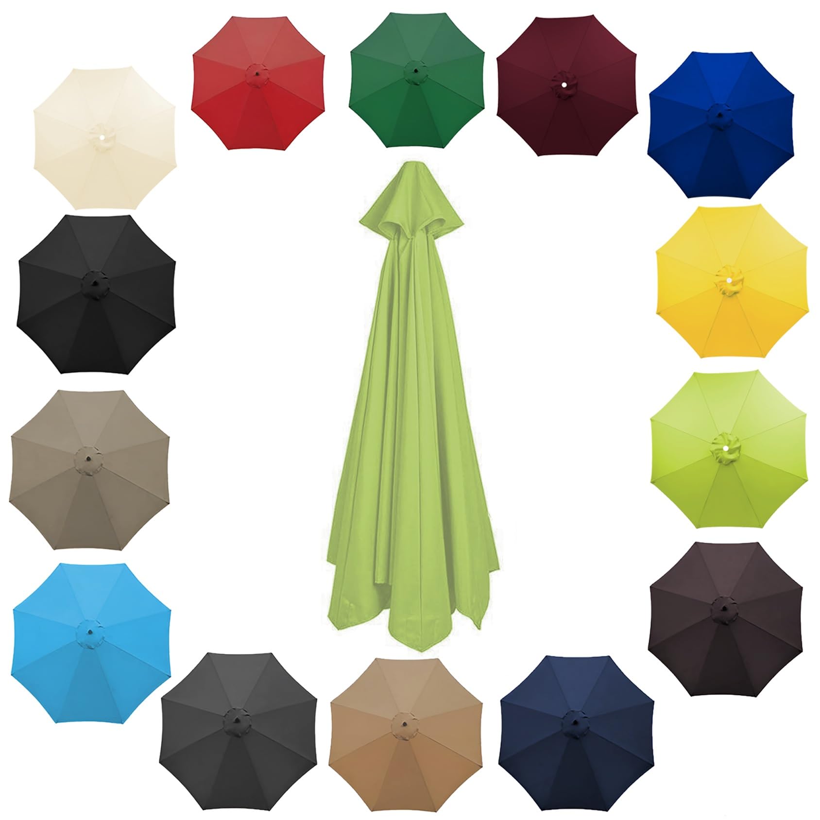 Cmjymx Grass Green 200Cm 2.7M 300Cm Umbrella Replacement Parasol Canopy, Garden Parasol Canopy Cover For Patio Sun Umbrella, 6 Arms/8 Arms Replacement Parasol Cover, Market Table Umbrella Replacement Top(Color:grass Gre