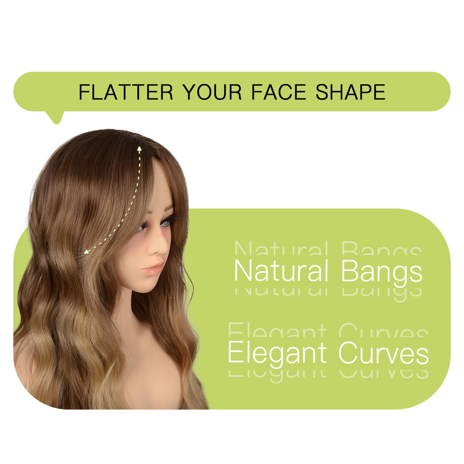 Aida ble Dark Blonde Wig with Curtain Bangs Long Wavy Ombre Honey Blonde Wigs for Women 26 Inch Synthetic Wig Heat Resistant Fiber Natural Looking for Daily Party Halloween Cosplay Use