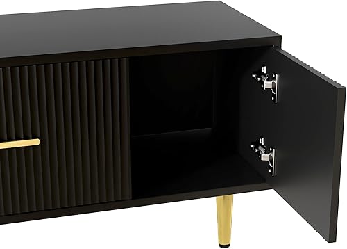 Miniatura 6 de Soporte de TV para televisores de hasta 75 pulgadas, moderno centro de entretenimiento con almacenamiento de madera, mueble de TV para sala de