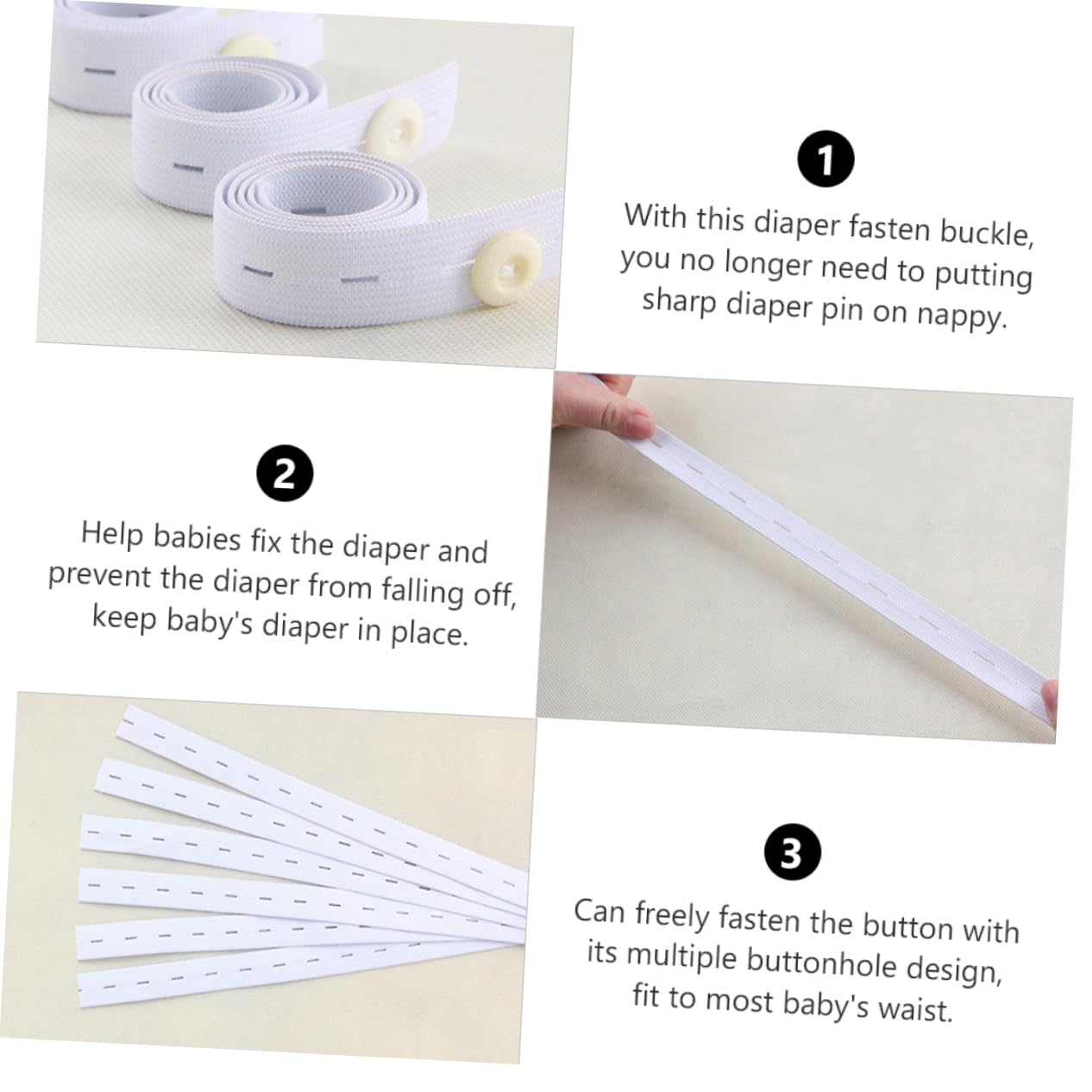 BESTonZON 15 Pièces bouton de couche couche pour ceinture reglable élastique elastic couches ceinture de fixation de couche boucle de fixation de couche blanche