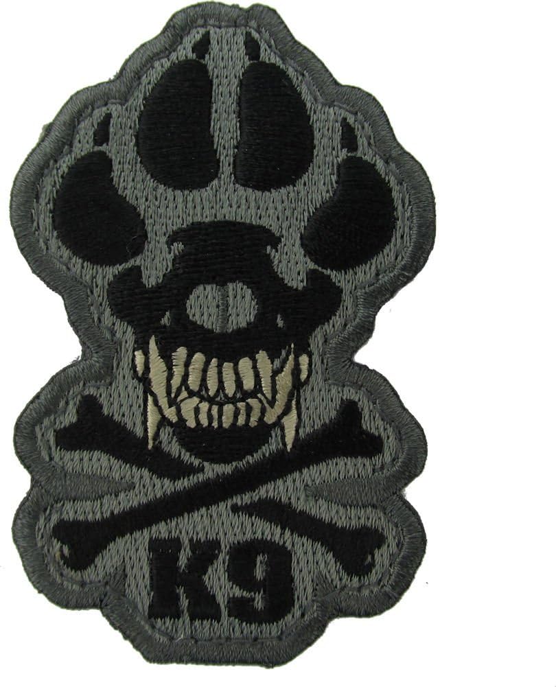 Mil-Spec Monkey K9 Dog Patch – Embroidered Tactical Vest/Collar Accessory, K9 Skull Design, 1.9"x3", Foliage Green, Durable & Professional-Grade