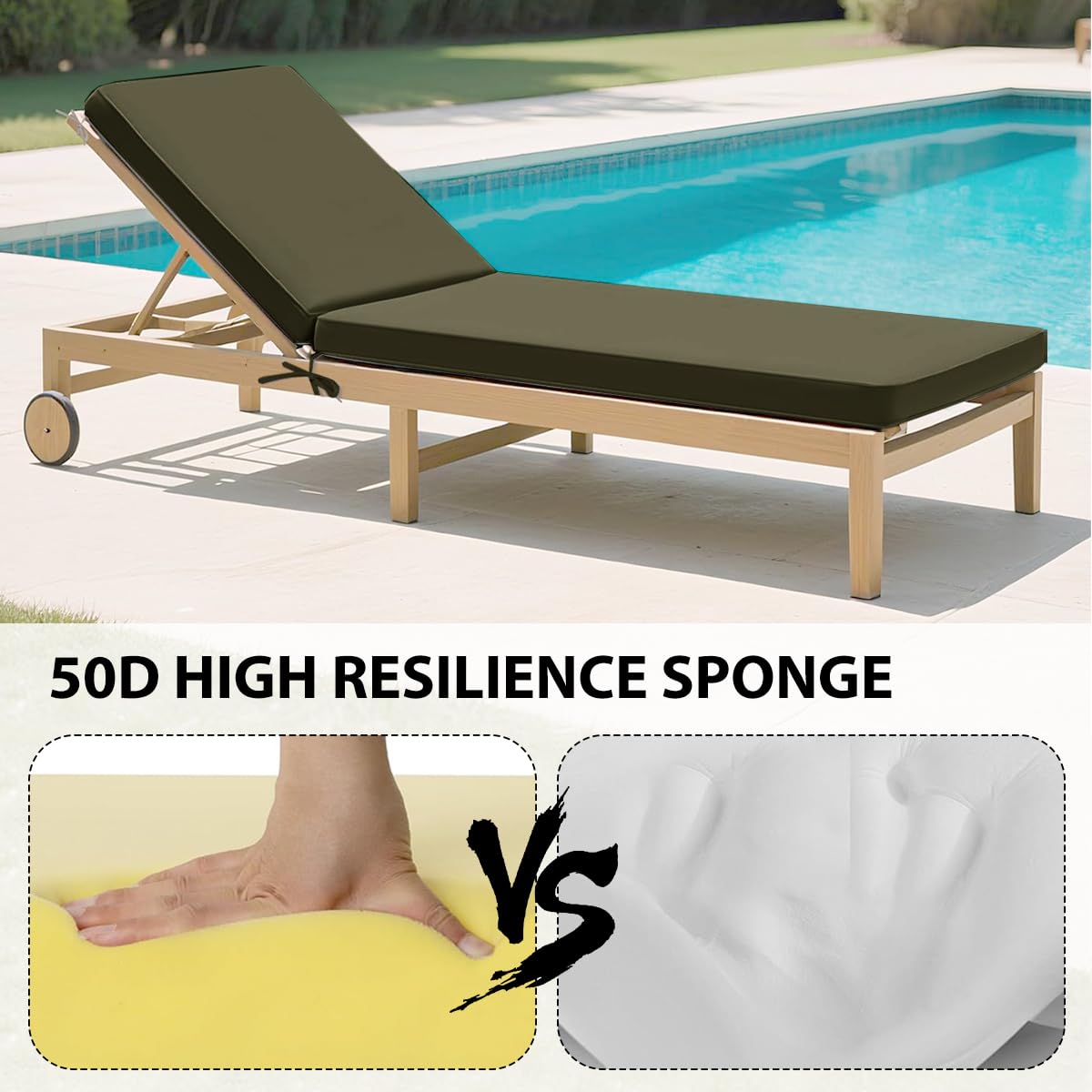 Cuscino per sdraio da esterno con schienale alto, comodo cuscino reclinabile per giardino, patio e balcone, 178 x 59 x 5 cm, per il massimo comfort e sostegno, perfetto per rilassarsi e vivere