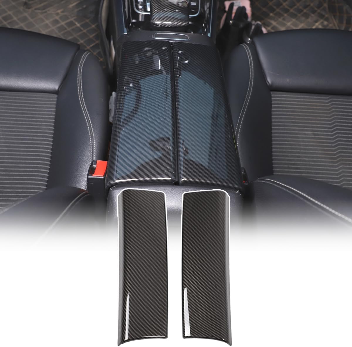 Car Interior Armrest Box Trim Cover For Benz A Class W177 2019-2022 Car Console Armrest Seat Box Protector Accessories Compatible with Mercedes Benz B CLA GLA GLB Class 2020-2023 (Carbon Fiber)