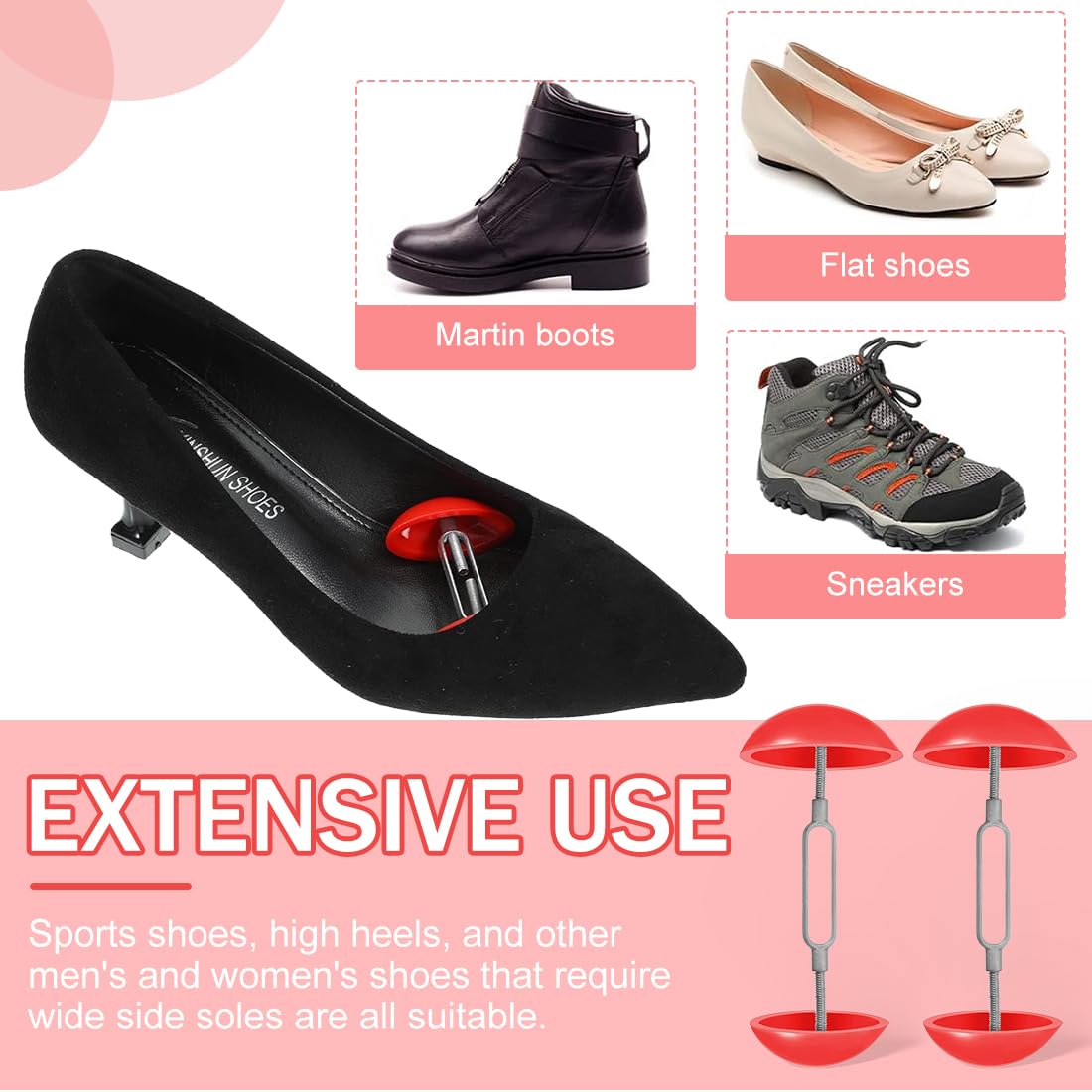 1 Par Ajustable Aparadores de Zapatos, Ampliador Universal para Deportivas, Zapatos de Cuero, Tacones Altos (Ajuste de Anchura 7-12 Cm)