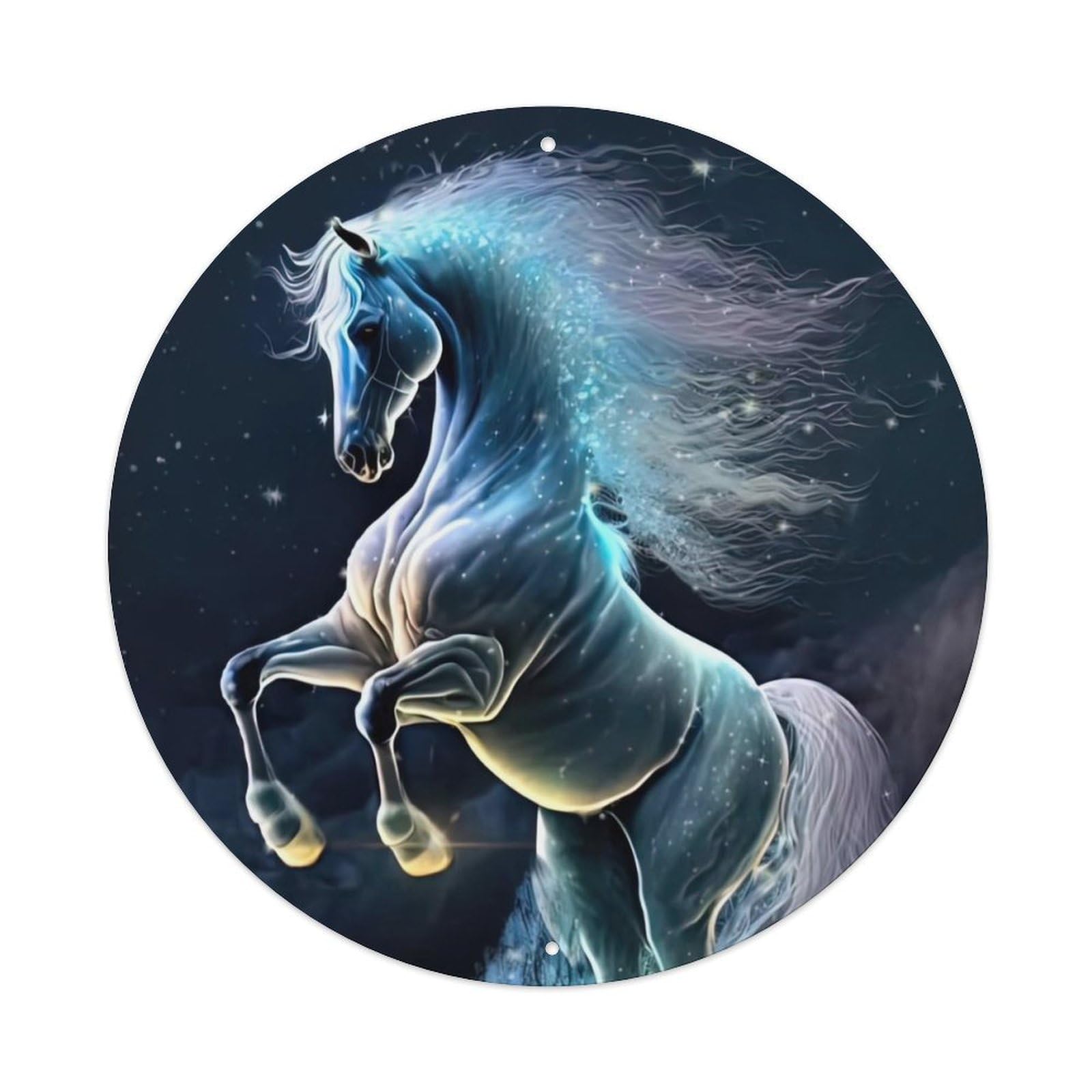 Animal The Prancing White Horse Metal Tin Sign