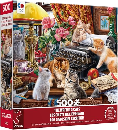 Ceaco - Paws Gone Wild - The Writer's Cats - 550 Piece Jigsaw Puzzle