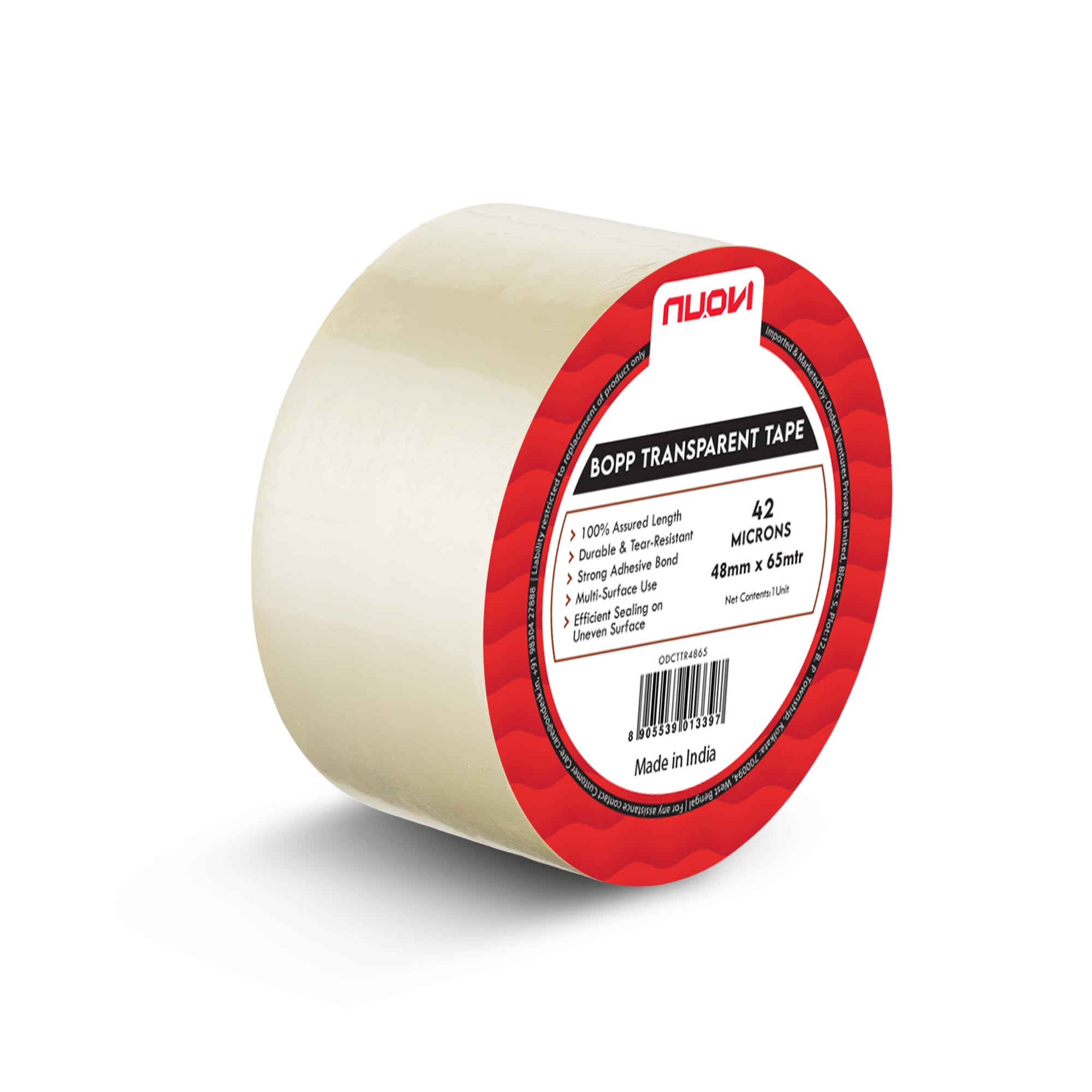 NUOVI BOPP Transparent Tape | 65meter Length X 48mm Width | 42Micron High Strength Self-Adhesive Tape for Strong Hold | Perfect for Office, Packaging, DIY, Shipping & More-image-10
