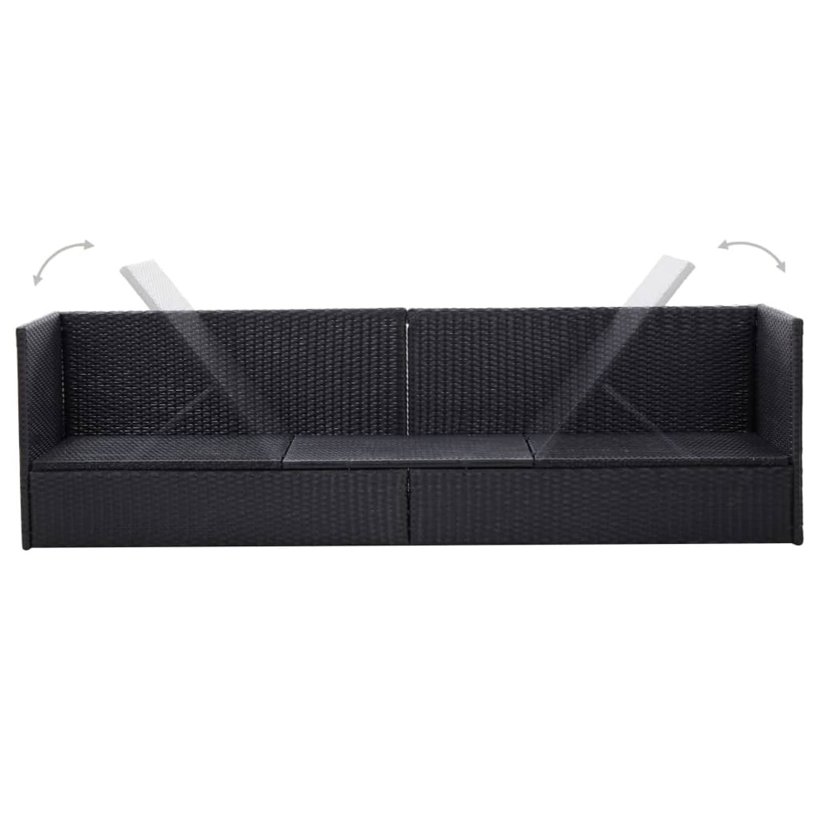 Homgoday Decor meble ogrodowe leżak ogrodowy z czarnymi poduszkami polirattanowymi, rozkładana sofa meble ogrodowe leżaki na plażę basen ogród meble