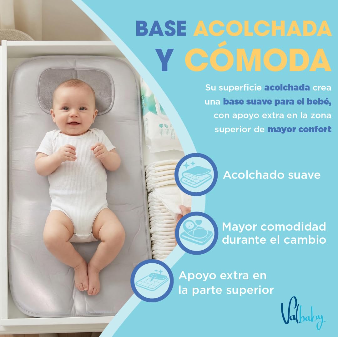 Cambiador Bebe Portatil Impermeable Plegable Acolchado Lavable de Hojas para Casa Fuera o Viaje Regalo Recien Nacido Cosas Accesorios Niño Niña Muda Fraldas para Pañales Changing Mat Baby Valbaby - 3