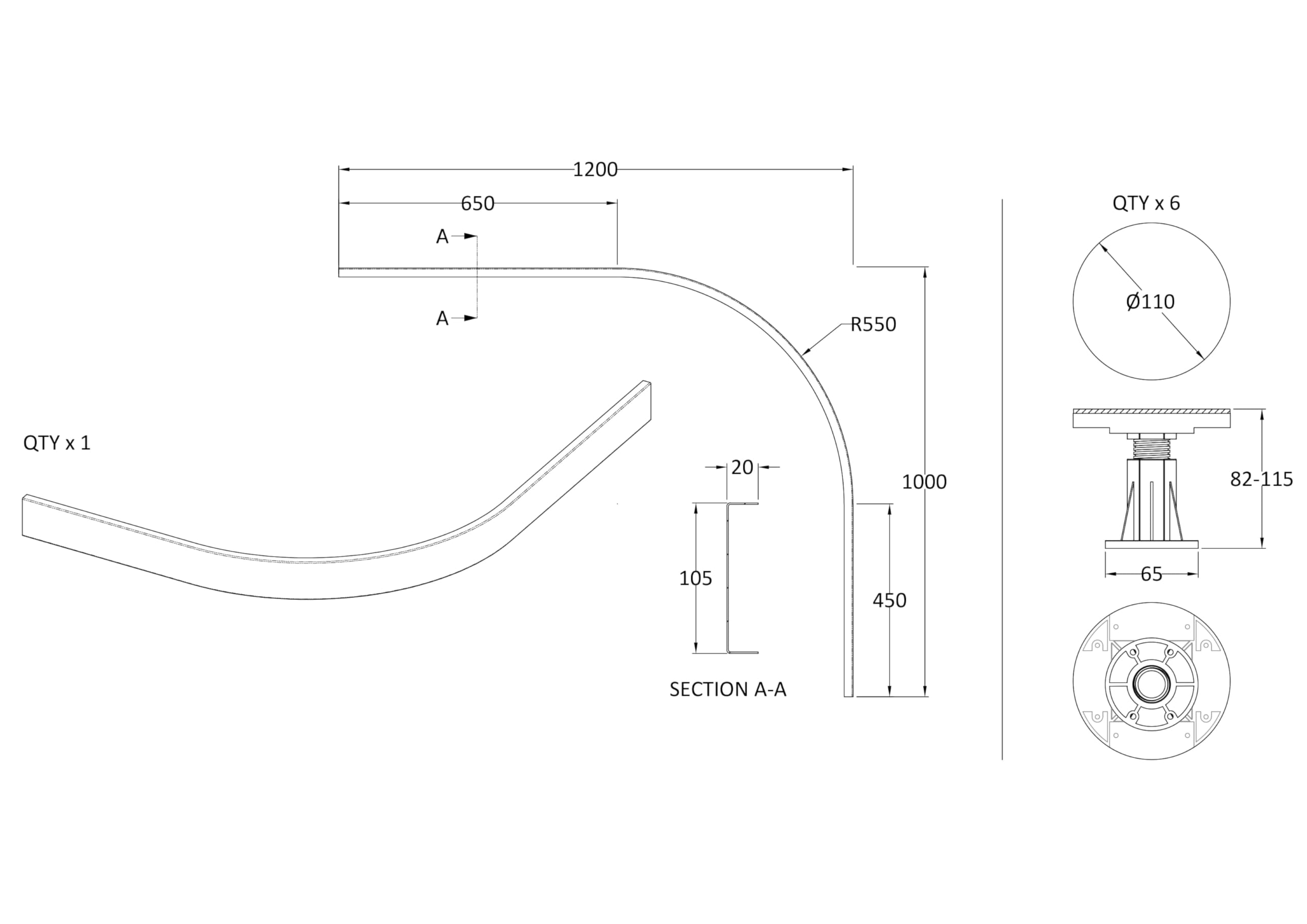 Affine Shower Tray Riser Kit Panel For Quadrant/Offset Quadrant Plinth Adjustable Feet - View #11