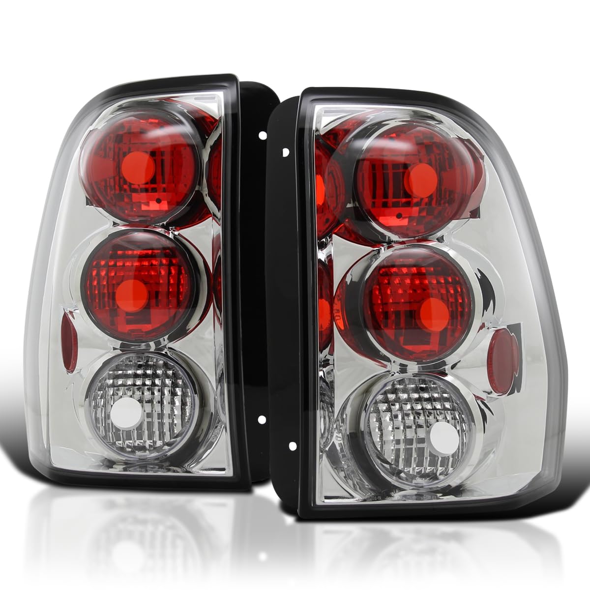 SPEC-D TUNING Chrome Housing Clear Lens Tail Lights Compatible with 2002-2009 Chevy Trailblazer, Left + Right Pair Assembly