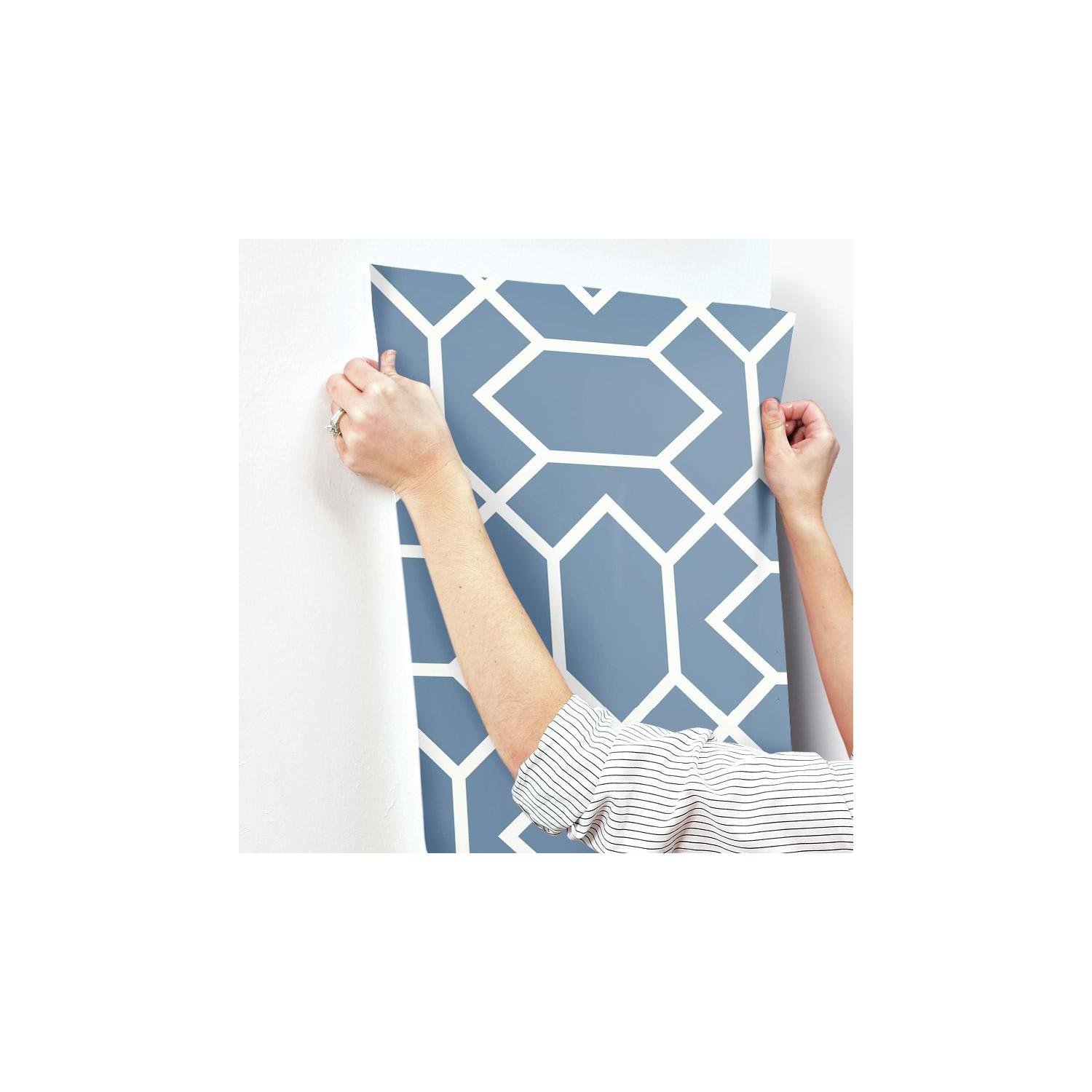 RoomMates Blue Modern Geometric Peel and Stick Wallpaper, 52.1 x 502.9 cm - Image 3