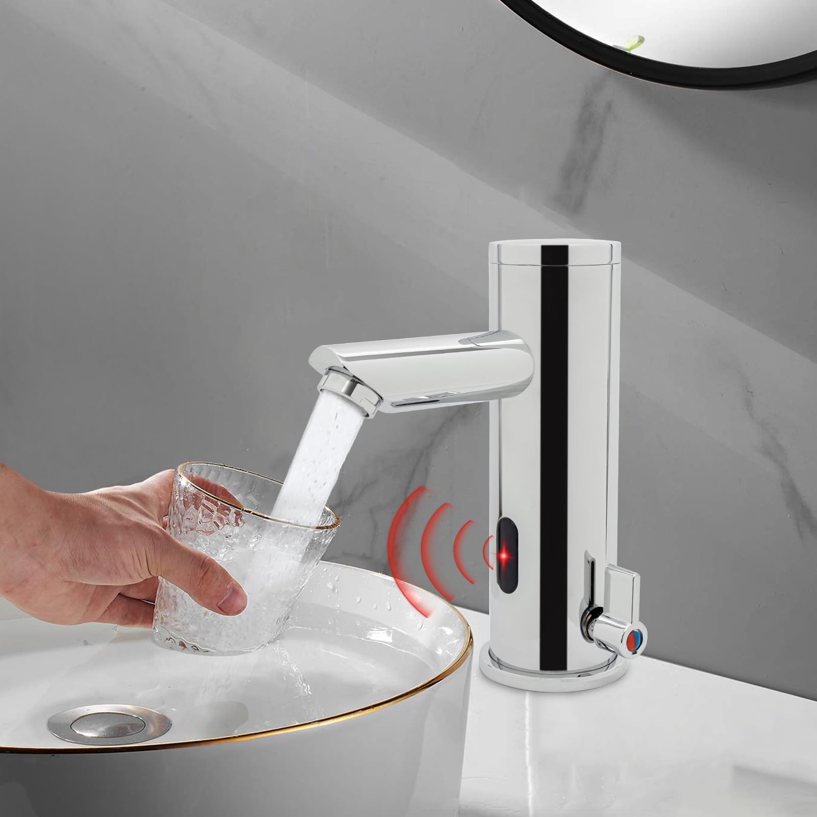 Grifo de agua caliente y fría inteligente con sensor, grifo de baño automático, adecuado para su uso en hogares e instalaciones comerciales.