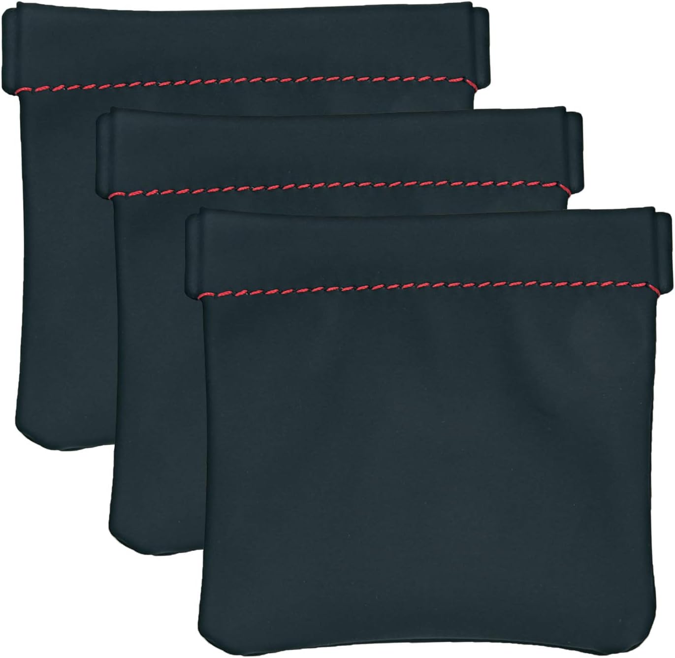 Livder Earphone Pouch, PU Leather Headphone Storage Bag with Snap Spring Closure, Pack of 3