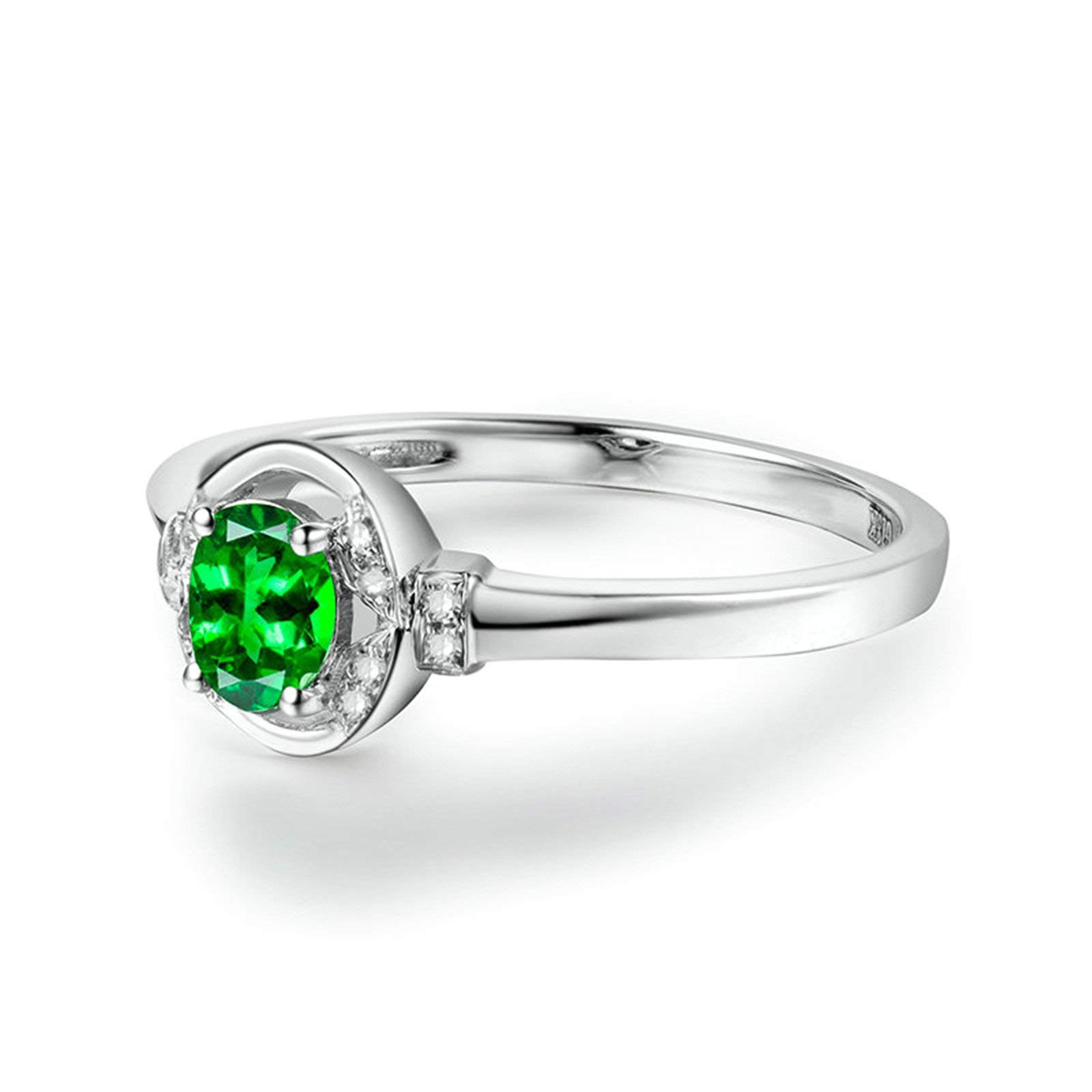 Daesar Anelli Matrimonio Oro Bianco 18K, Anello Anniversario Donna Anello Tsavorite 0.29ct Elegante Anello in Oro Bianco