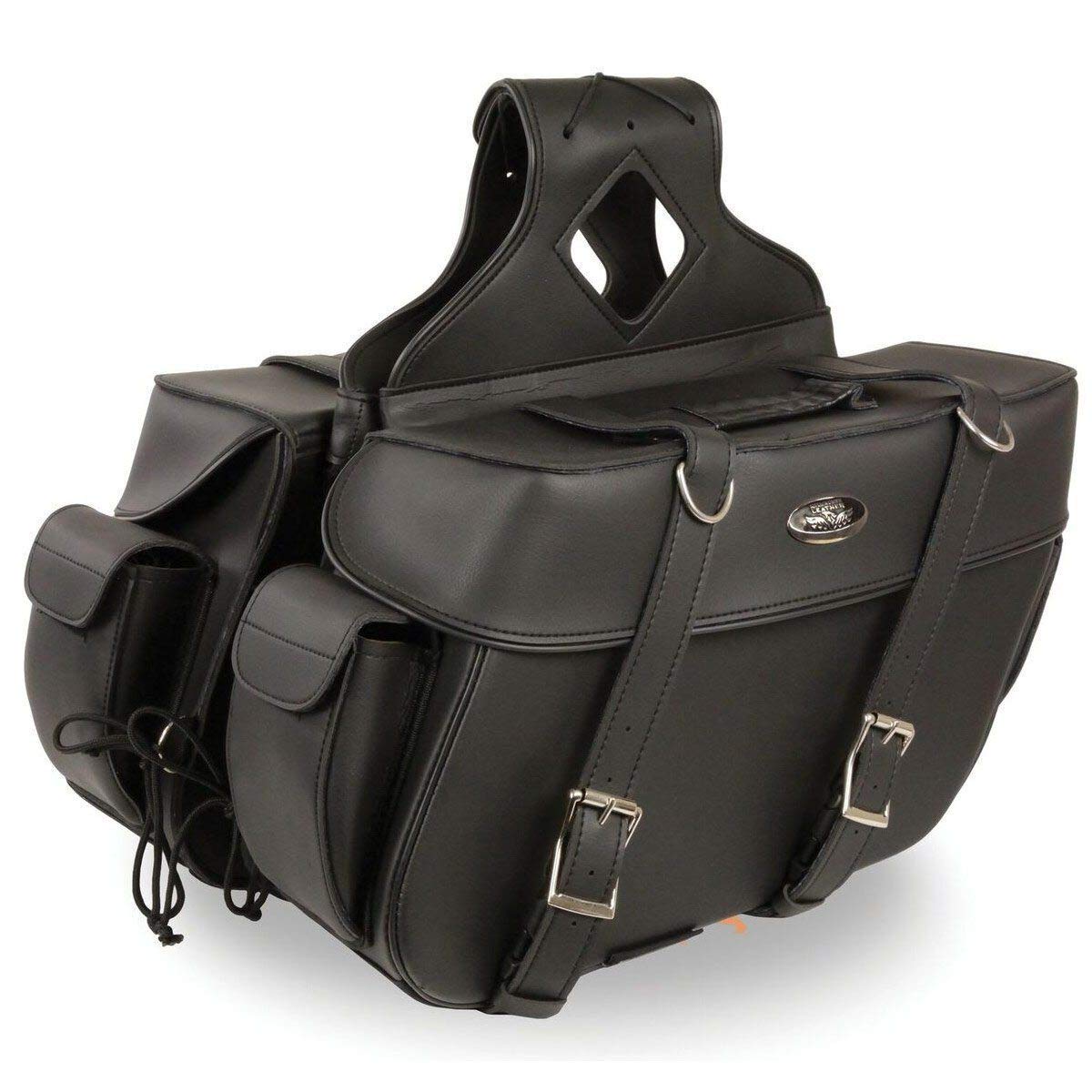 Milwaukee Leather PVC 2-Strap Throw-Over Easy Zip off and off Motorcycle Saddlebags - Large