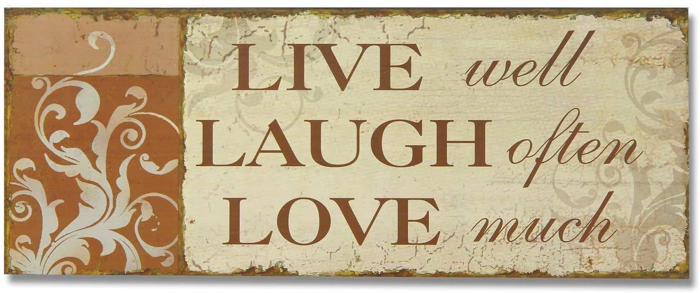 Woodsign 12X6inch_103 Decorative Wood Wall Hanging Sign Plaque With Sayings Live Well Laugh Often Love Much Home Decor Craft Art 12X6 Inches(Xxq103)