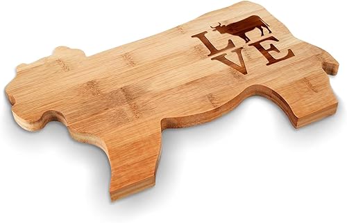 Miniatura 1 de Vastigo - Tabla de cortar de bambú para cocina, con forma de vaca de amor, personalizada, tabla de embutidos, tabla de queso, placa de frutas