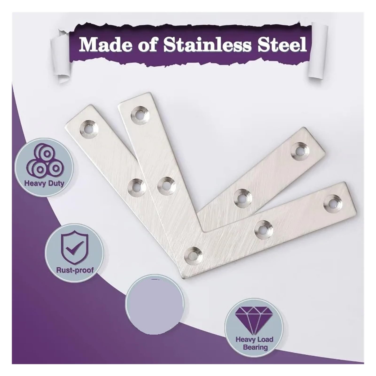Soporte de esquina en forma L, soportes ángulo recto, conector marcos madera, fijación muebles, Metal for armarios mesa Adatto per ripiani e supporti(L60-10PCS)