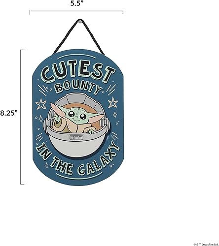 Miniatura 6 de Disney Star Wars The Child Cutest Bounty In The Galaxy - Decoración de pared de madera colgante - Lindo letrero de Grogu para dormitorio de niños o