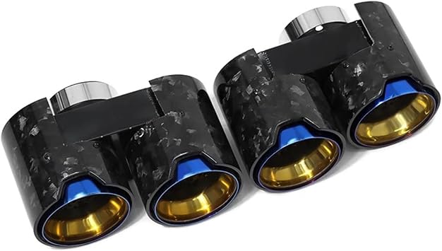 Quad Exhaust Tip Compatible For BMW 3 Series G20 G21 330i 330e 2019+ Tailtip Muffler Tip Exhaust Tip Carbon Fiber NozzleBlue