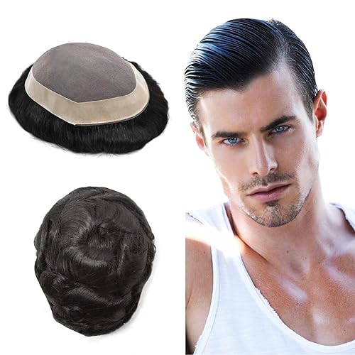 Miniatura 155 de Toupeee for Men Fine Mono Lace Men Toupee Hair Pieces 100% European Human Hair Replacement System for Men Monofilament Men Hair Prosthesis Protesis