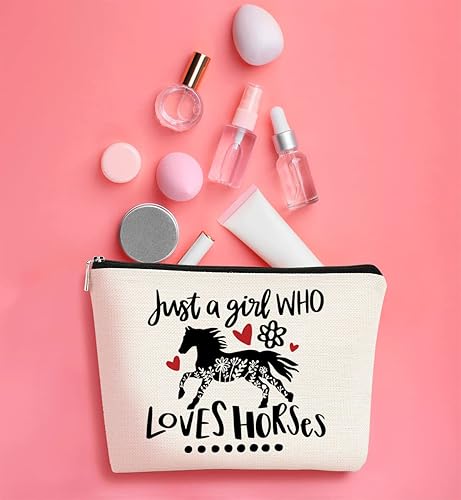 Miniatura 3 de BARPERY Just a Girl Who Loves Horses Flower Western - Bolsa de cosméticos para maquillaje, la mejor idea de regalo para amantes de los caballos,
