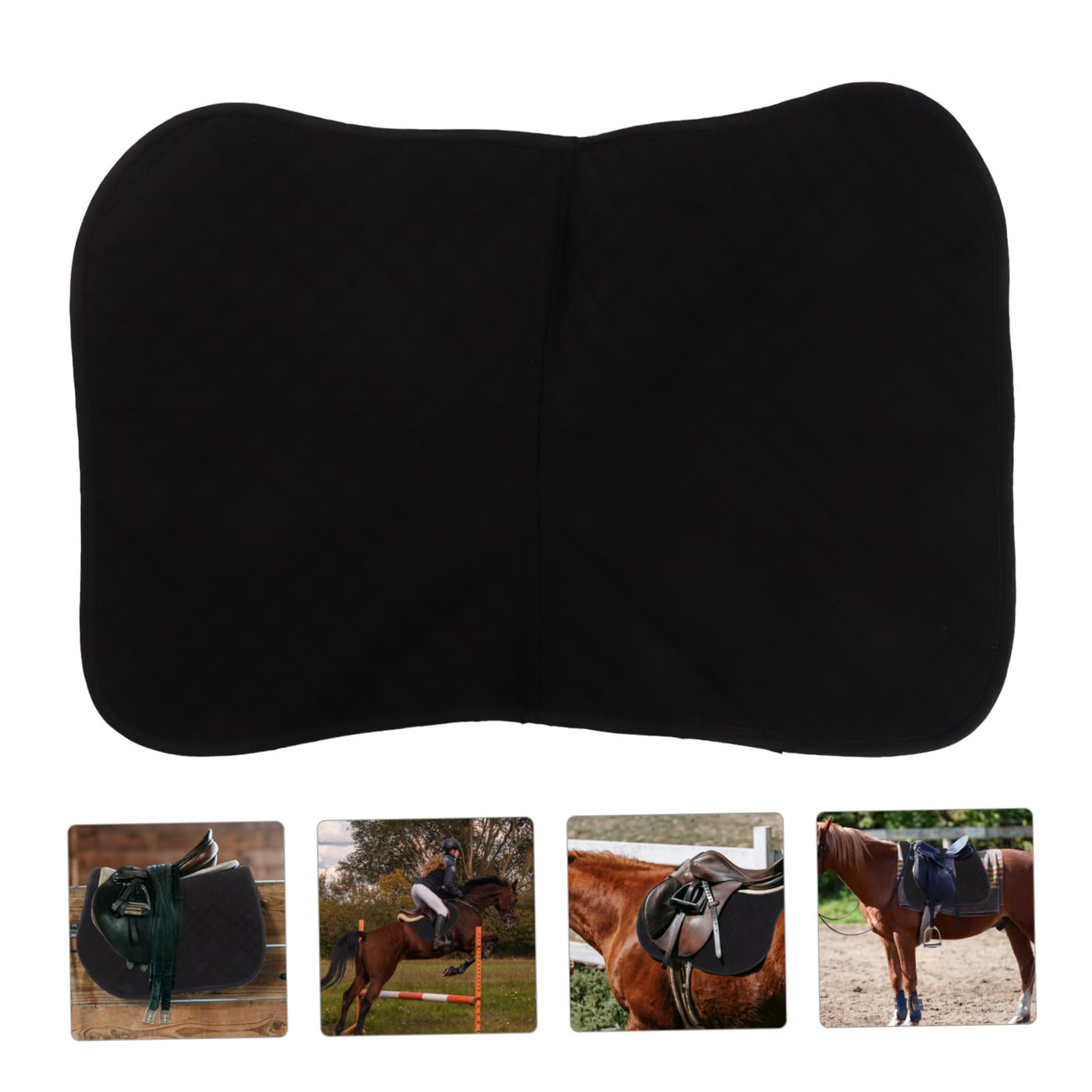 Sudadero Antideslizante para Caballo Negro, Acolchado Eva Algodón Poliéster | Ajuste Fácil, Experiencia Cómoda al Montar, 1 Pieza, Diseño Trasero para Silla Occidental