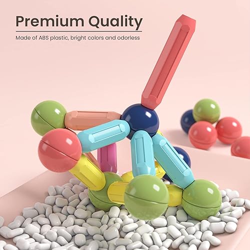 Miniatura 5 de BAKAM Bloques de construcción magnéticos para niños de 4 a 8 años, juguetes de construcción STEM para niños y niñas, juego de palos magnéticos y