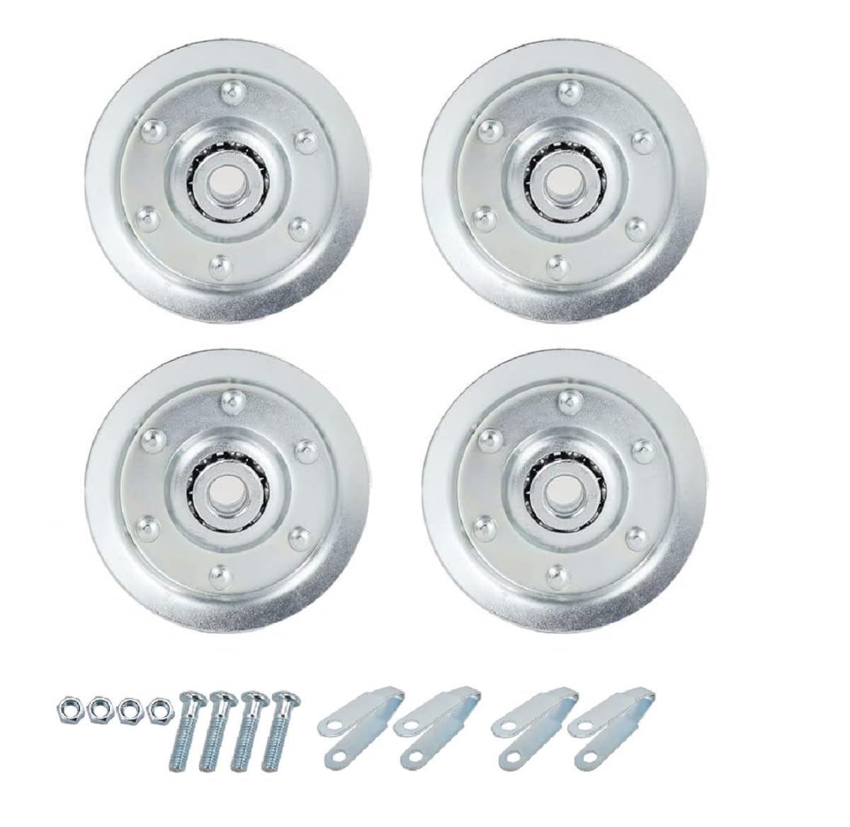 4" Inch Garage Door Track Extension Spring Pulley Wheel Kit System Replacement, 1/8" - 400 LB Load Heavy Duty with Sheave Pulley, Clevis Fork, Bolts +