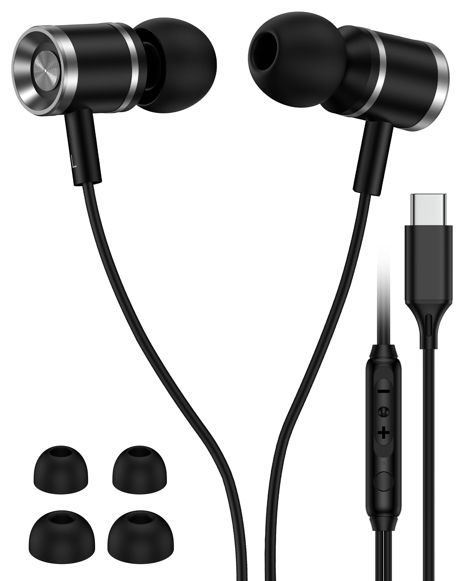 USB C Wired Headphones for Samsung Galaxy, Type C Earphones with Microphone Earbuds for Samsung S25 S24 Ultra A17, USBC Ear Buds Wired for iPhone 17 16 Pro Max, Pixel 10 Pro XL 9 Apple Android in-Ear