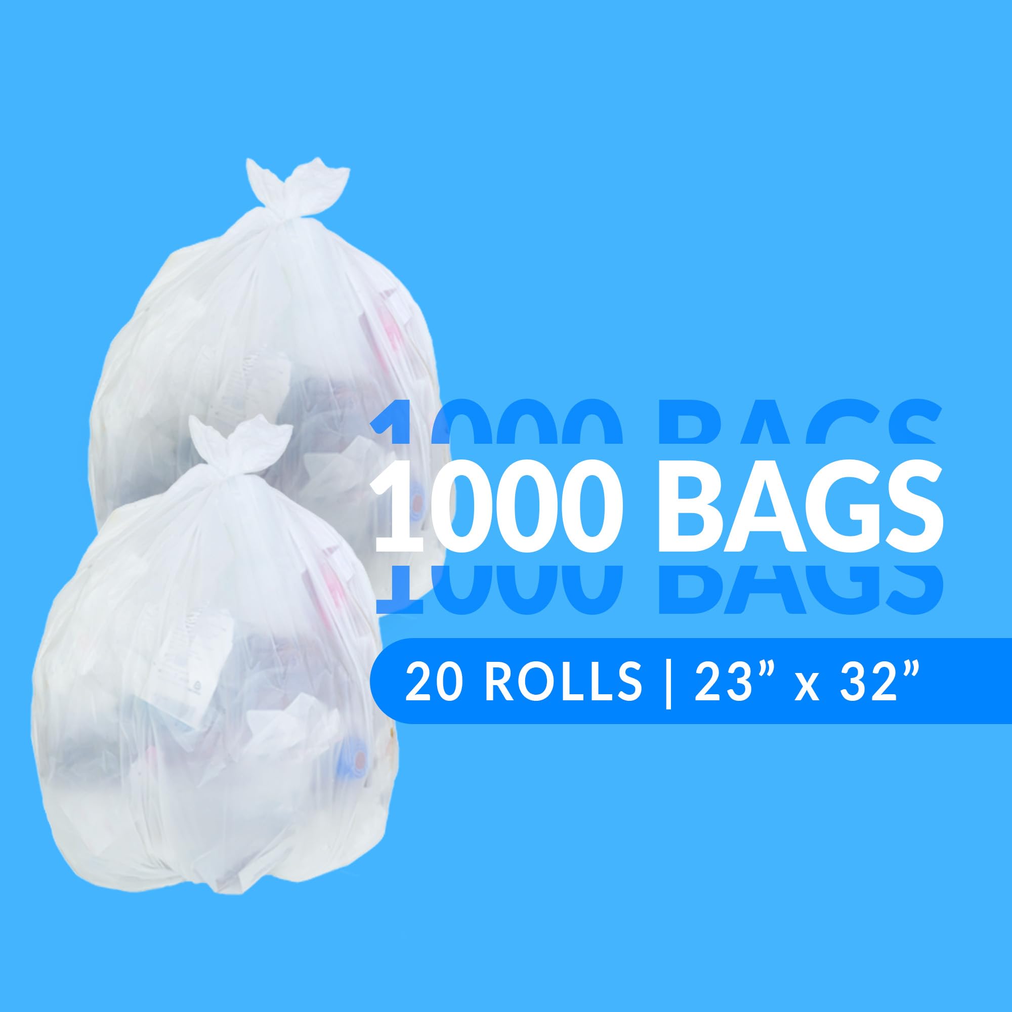 Reli. SuperValue - Bolsas de basura de 13 galones | 1000 unidades a granel | Cocina alta | Bolsas de basura transparentes multiusos