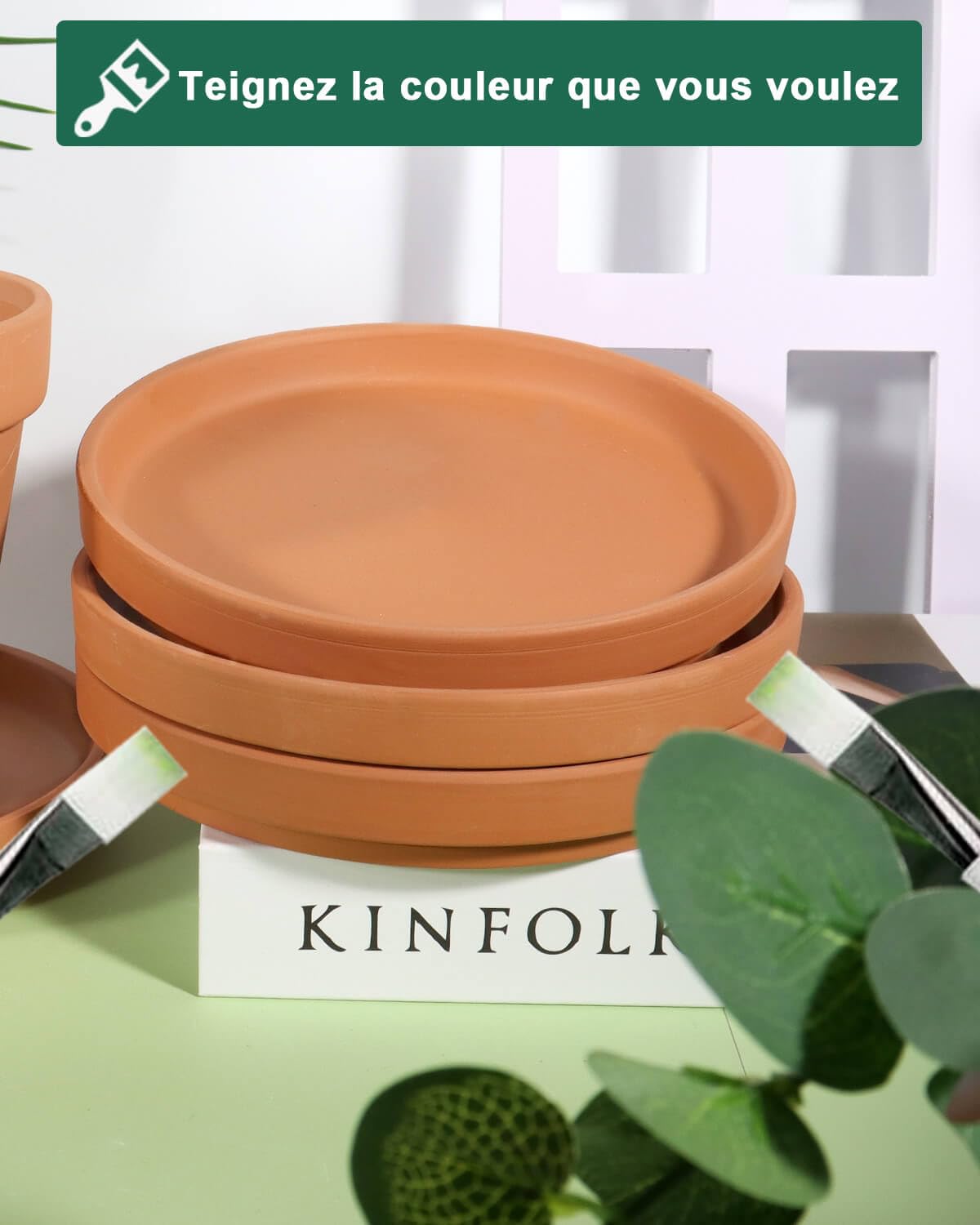 vensovo Lot de 6 petites soucoupes pour pot de fleurs en terre cuite de 12,7 cm, plateaux de fleurs en argile parfaits pour pot de fleurs de 10,2 cm, 11,4 cm, 12,7 cm avec trou de drainage