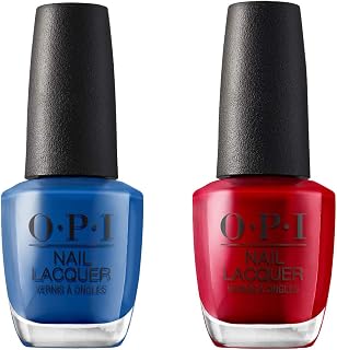 Bundle of OPI Nail Lacquer, Mi Casa Es Blue Casa + OPI Nail Lacquer, Red Hot Rio, Buffalo, 0.5 fl oz