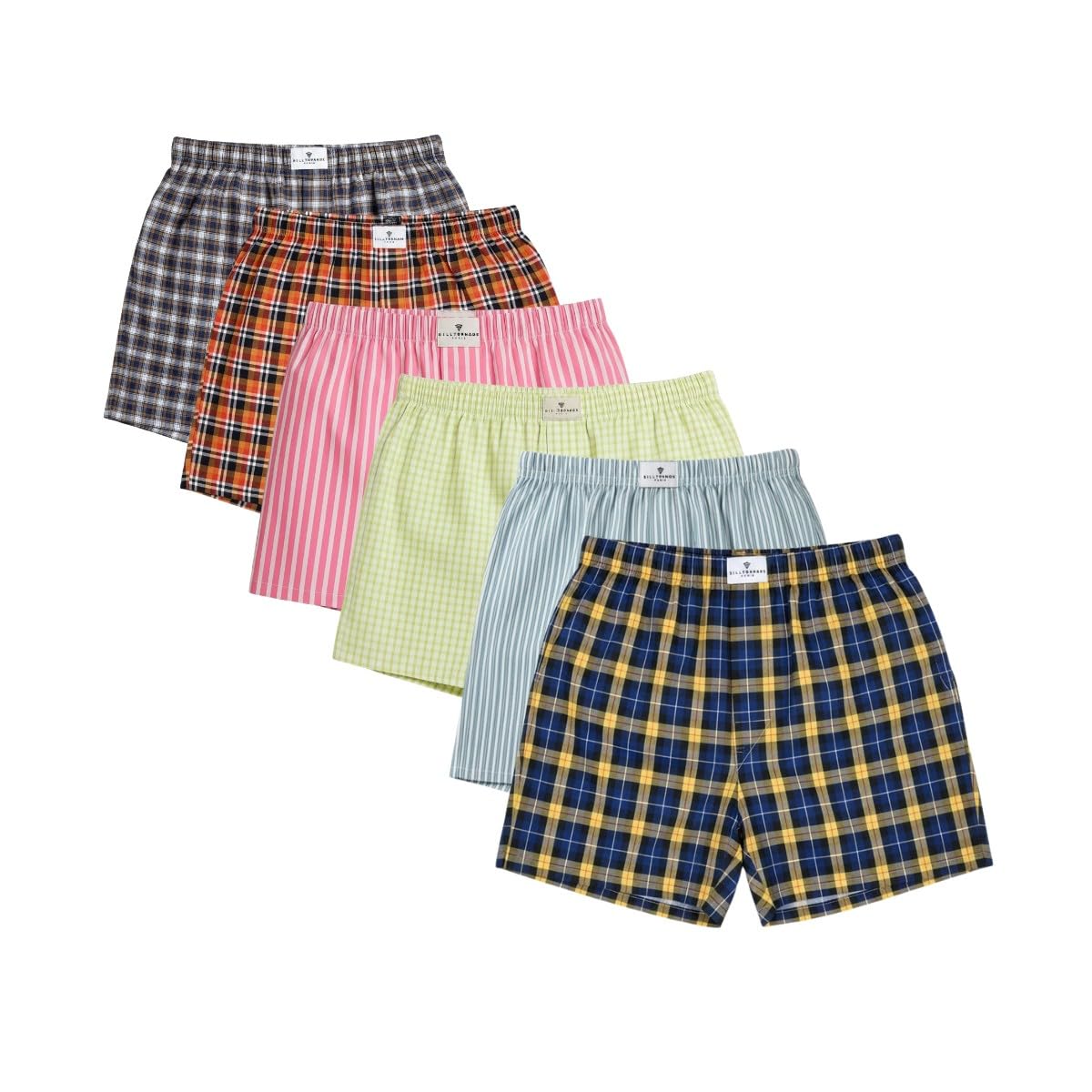 BILL TORNADE Lot de 6 Caleçons Homme 100% Coton -MOTIS ALEATOIRES– Caleçon Tissé Confortable, Coupe Ample, sous-Vêtement Homme Respirant Fantaisie